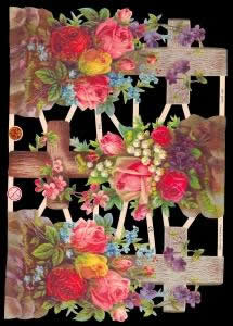1 Bogen Glanzbilder ,  Blumen,  Glanzbilder,  Ereignisse,  Everyday,  3 Kreuze mit Blumen,  Trauer