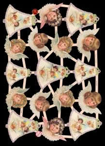 1 Bogen Glanzbilder mit Glimmer , Glanzbilder mit Glimmer,  Engel,  Blumen,  Sonstiges,  Everyday,  Engelköpfe