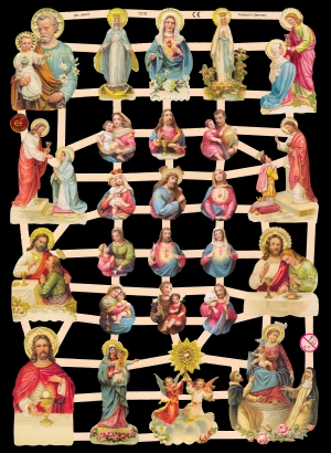 1 Bogen Glanzbilder , Glanzbilder,  Kinder,  Ereignisse,  Engel,  Everyday,  Vater mit Kind,  Maria,  Abendmahl