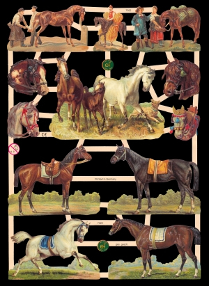 1 Bogen Glanzbilder mit Glimmer ,  Sonstiges,  Glanzbilder mit Glimmer,  Tiere,  Everyday,  Pferde
