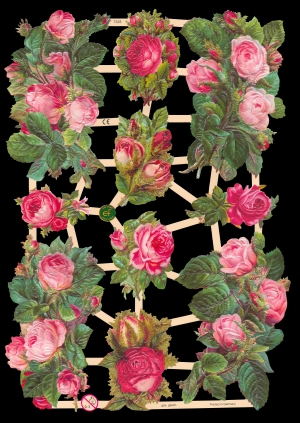 1 Bogen Glanzbilder mit Glimmer ,  Blumen,  Sommer,  Glanzbilder mit Glimmer,  Rosen