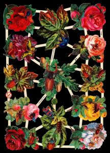 1 Bogen Glanzbilder mit Glimmer ,  Blumen,  Glanzbilder mit Glimmer,  Rosen