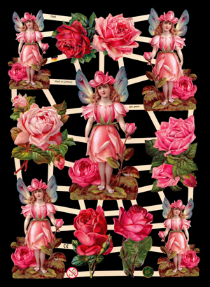 1 Bogen Glanzbilder ,  Blumen,  Glanzbilder,  Feen,  Rosen