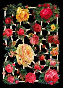 1 Bogen Glanzbilder mit Glimmer ,  Blumen,  Glanzbilder mit Glimmer,  Rosen