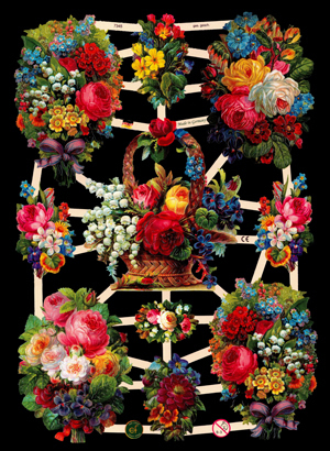 1 Bogen Glanzbilder ,  Blumen,  Glanzbilder