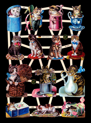 1 Bogen Glanzbilder ,  Tiere,  Glanzbilder,  Katzen
