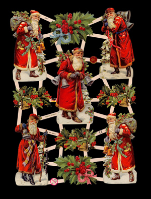 1 Bogen Glanzbilder ,  Weihnachtsmänner,  Glanzbilder,  Weihnachten