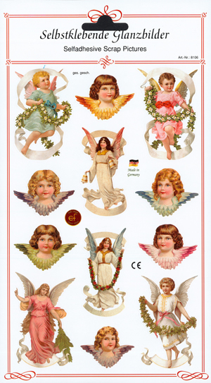 1 Bogen Glanzbilder - selbstklebend - 13,5 x 24,5 cm ,  Engel,  Glanzbilder selbstklebend,  Everyday