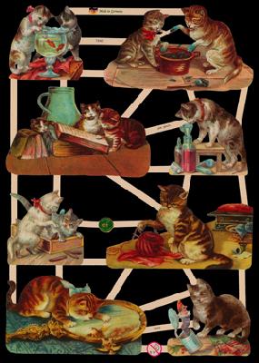 1 Bogen Glanzbilder ,  Tiere,  Glanzbilder,  Katzen