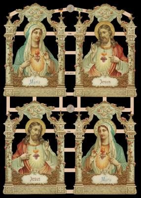 1 Bogen Glanzbilder mit Glimmer ,  Glanzbilder mit Glimmer,  Maria,  Jesus