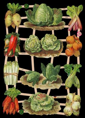 1 Bogen Glanzbilder ,  Frühjahr,  Sonstiges,  Glanzbilder,  Everyday,  Gemüse,  Möhren,  Karotten,  Spargel,  Kohl,  Zwiebeln