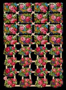 1 Bogen Glanzbilder mit Glimmer , Blumen,  Frühjahr,  Everyday,  Glanzbilder mit Glimmer,  Sommer,  Rosen,  Hufeisen