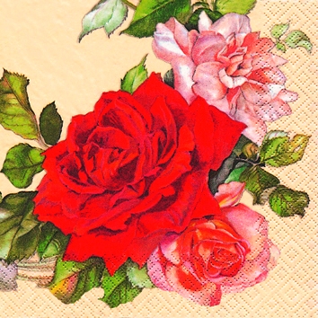 20 Servietten - 25 x 25 cm Rosenkranz,  Blumen - Rosen,  Sonstiges -  Sonstiges,  Blumen -  Sonstige,  Sommer,  cocktail servietten,  Rote und Rose Rosenzweig