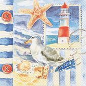 20 Servietten - 25 x 25 cm , Tiere - Vögel,  Regionen - Strand / Meer - Muscheln,  Regionen - Strand / Meer - Leuchttürme,  Regionen - Strand / Meer,  Sommer,  cocktail servietten,  Seesterne