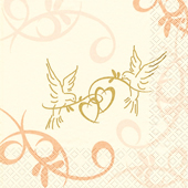 20 Servietten - 25 x 25 cm , Tiere - Vögel,  Ereignisse -  Sonstige,  Tiere -  Sonstige,  Ereignisse - Hochzeit,  Everyday,  cocktail servietten,  Tauben,  Herzen
