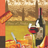 20 Servietten - 25 x 25 cm Vini da Italia, Getränke - Wein / Sekt,  Regionen - Mediteran,  Getränke -  Sonstige,  Essen - Käse,  Everyday,  cocktail servietten,  Weinglas,  Käseplatte
