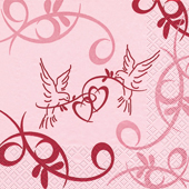20 Servietten - 25 x 25 cm ,  Sonstiges - Muster,  Ereignisse - Liebe,  Ereignisse - Hochzeit,  Everyday,  cocktail servietten,  Tauben,  Herzen