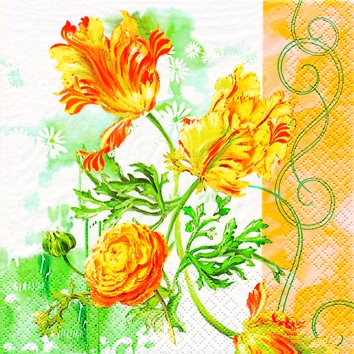 20 Servietten - 25 x 25 cm Tulip Art,  Blumen -  Sonstige,  Frühjahr,  cocktail servietten,  Ranunkel