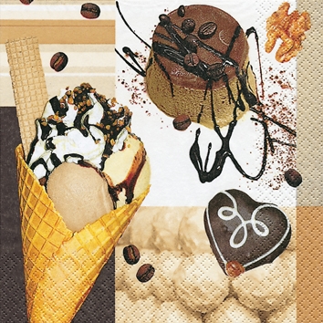 20 Servietten - 25 x 25 cm Sweet Temptation,  Essen- Eis,  Sommer,  cocktail servietten