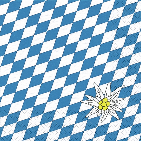 20 Servietten - 33 x 33 cm Edelweiss Bayern,  Sonstiges - Muster,  Regionen -  Sonstige,  Blumen -  Sonstige,  Everyday,  lunchservietten,  Edelweiß,  Bayern