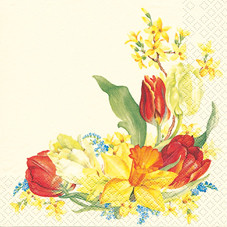 20 Servietten - 33 x 33 cm Tulpenkranz,  Blumen - Tulpen,  Blumen - Osterglocken,  Frühjahr,  lunchservietten