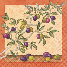 20 Servietten - 33 x 33 cm Olive,  Regionen - Mediteran,  Früchte - Oliven,  Früchte -  Sonstige,  Everyday,  lunchservietten,  Olivenbaum