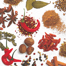20 Servietten - 33 x 33 cm Chili & Co.,  Gemüse - Chili,  Pflanzen - Küchenkräuter,  Essen - Gewürze,  Everyday,  lunchservietten