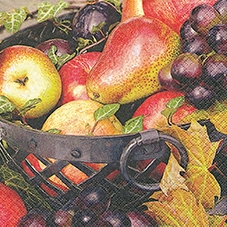 20 Servietten - 33 x 33 cm Harvest, Früchte - Weintrauben,  Früchte - Birnen,  Früchte - Äpfel,  Früchte -  Sonstige,  Herbst,  lunchservietten,  Obstkorb