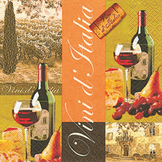 20 Servietten - 33 x 33 cm Vini da Italia, Regionen -  Sonstige,  Getränke -  Sonstige,  Essen - Käse,  Früchte -  Sonstige,  Everyday,  lunchservietten,  Italien,  Birne,  Weintrauben