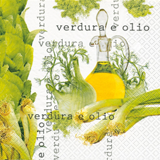 20 Servietten - 33 x 33 cm Verdura e Olio,  Gemüse -  Sonstiges,  Sonstiges - Schriften,  Sommer,  lunchservietten,  Fenchel,  Öl,  Lauch