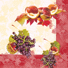 20 Servietten - 33 x 33 cm Autumn Mix,  Früchte - Weintrauben,  Früchte - Kastanien,  Herbst,  lunchservietten