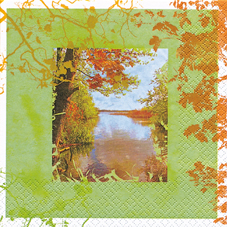 20 Servietten - 33 x 33 cm Lake in Autumn,  Herbst - Blätter / Laub,  Regionen - Wald / Wiesen,  Herbst,  lunchservietten