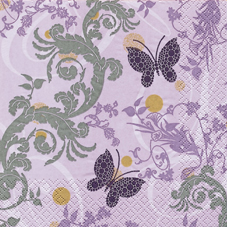 20 Servietten - 33 x 33 cm Papillon Ornament lilac,  Sonstiges - Muster,  Tiere - Schmetterlinge,  Everyday,  lunchservietten