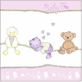 20 Servietten - 33 x 33 cm Babys Friends rose, Sonstiges - Schriften,  Tiere - Katzen,  Spielsachen - Stofftiere,  Ereignisse - Geburt,  Everyday,  lunchservietten,  Teddybär,  Ente