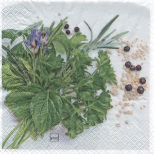 20 Servietten - 33 x 33 cm Kitchen Herbs,  Pflanzen - Küchenkräuter,  Sommer,  lunchservietten,  Rosmarin,  Petersilie