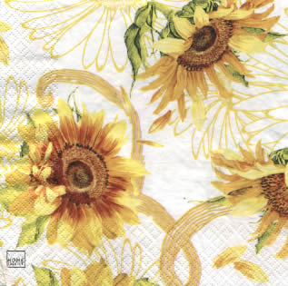 20 Servietten - 33 x 33 cm Helianthus Grafik,  Blumen - Sonnenblumen,  Sommer,  lunchservietten