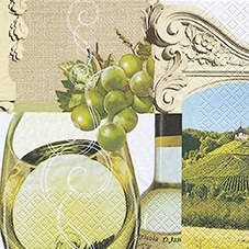 20 Servietten - 33 x 33 cm White Wine,  Getränke - Wein / Sekt,  Früchte - Oliven,  Sommer,  lunchservietten