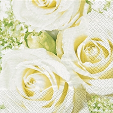 20 Servietten - 33 x 33 cm White Roses,  Blumen - Rosen,  Sommer,  lunchservietten