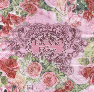20 Servietten - 33 x 33 cm La Vie en Rose,  Blumen - Rosen,  Sommer,  lunchservietten