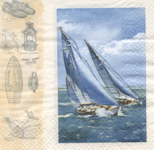 20 Servietten - 33 x 33 cm Sailing,  Regionen - Strand / Meer - Schiffe,  Sommer,  lunchservietten,  Lampen,  Boote