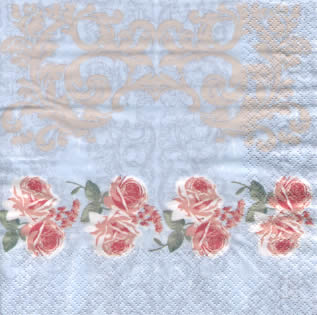 20 Servietten - 33 x 33 cm Virginia Roses,  Blumen - Rosen,  Sommer,  lunchservietten