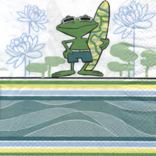 20 Servietten - 33 x 33 cm Cool Frog,  Tiere - Frösche,  Sonstiges - Comic / Ulk,  Blumen,  Sommer,  lunchservietten