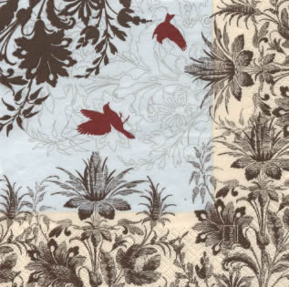 20 Servietten - 33 x 33 cm Paradise,  Tiere - Vögel,  Blumen,  Everyday,  lunchservietten