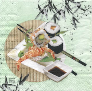 20 Servietten - 33 x 33 cm Sushi,  Regionen - Asien,  Essen - Sushi,  Everyday,  lunchservietten