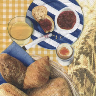 20 Servietten - 33 x 33 cm Breakfast ,  Essen - Brot / Brötchen,  Everyday,  lunchservietten,  Eier,  Marmelade