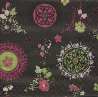 20 Servietten - 33 x 33 cm Ethno Circles pink,  Blumen -  Sonstige,  Everyday,  lunchservietten