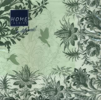 20 Servietten - 33 x 33 cm Paradise green,  Tiere - Vögel,  Blumen -  Sonstige,  Sommer,  lunchservietten