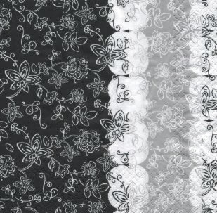 20 Servietten - 33 x 33 cm Lara black,  Blumen,  Everyday,  lunchservietten