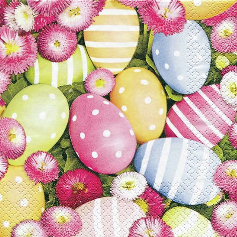 20 Servietten - 33 x 33 cm Easterflair Bellis,  Blumen -  Sonstige,  Ostern - Ostereier,  Ostern,  lunchservietten