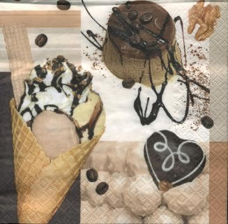 20 Servietten - 33 x 33 cm Sweet Temptation,  Essen - Pralinen / Schokolade,  Essen- Eis,  Sommer,  lunchservietten